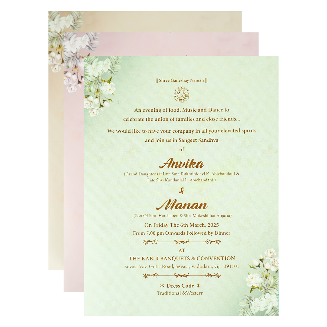 Buy Beige Floral Padded Wedding Card