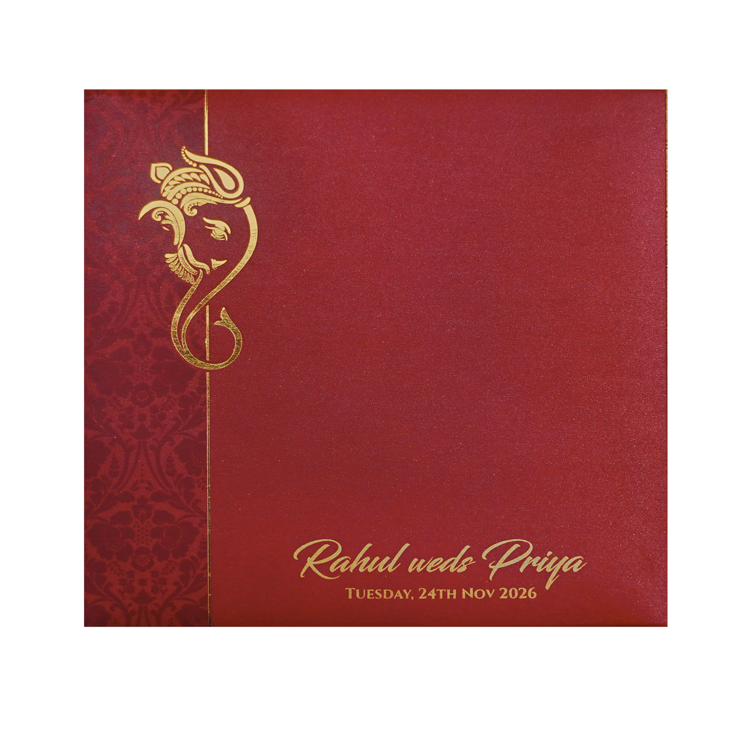 Red Ganesha Cutout Traditional Wedding Invitation Card-KPR06010