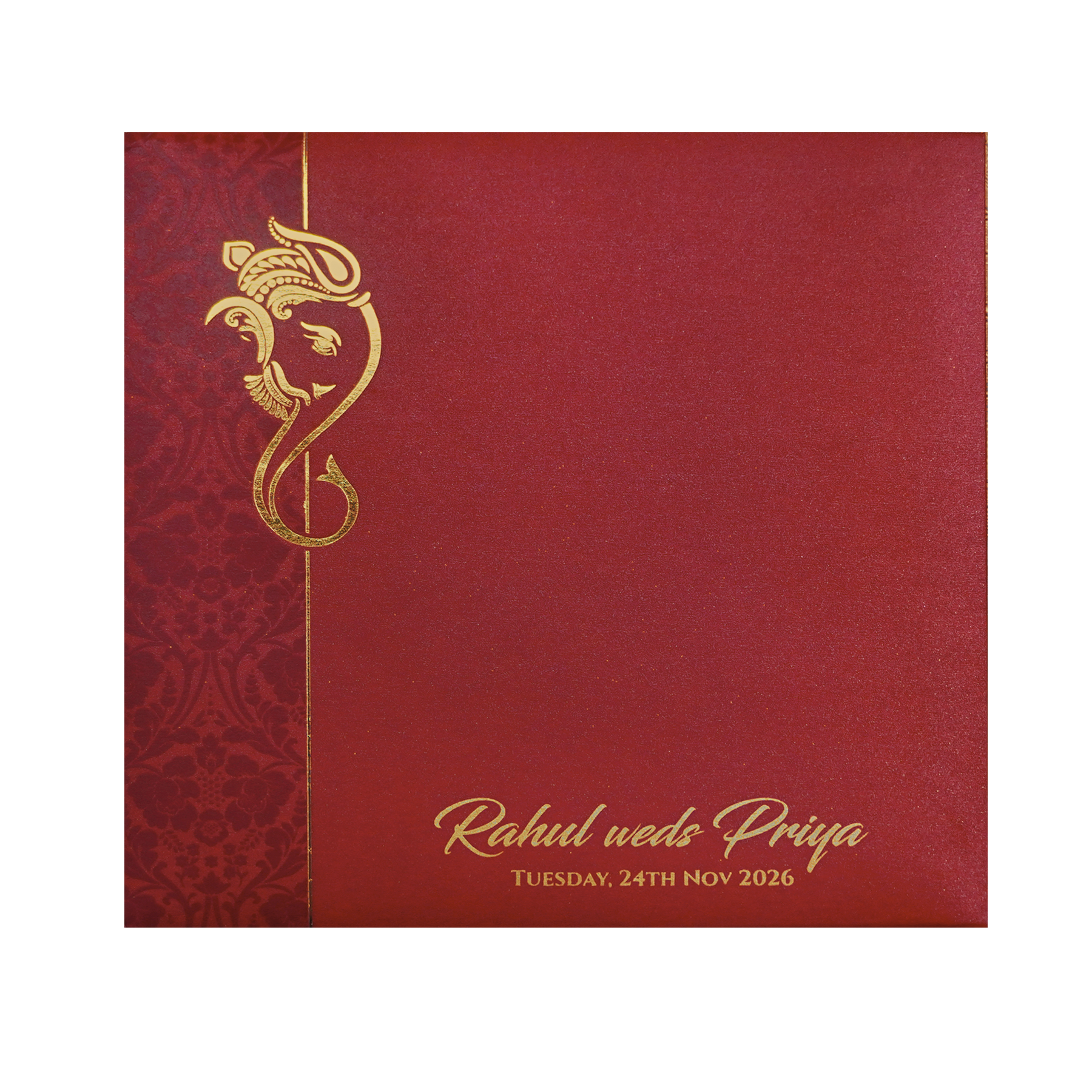 Red Ganesha Cutout Traditional Wedding Invitation Card-KPR06010