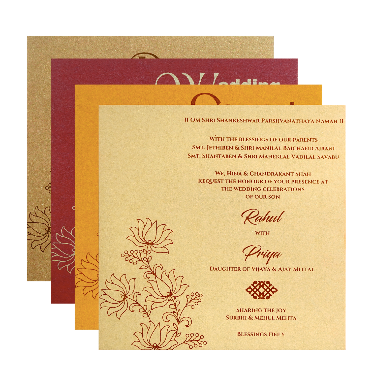 Red Ganesha Cutout Traditional Wedding Invitation Card-KPR06010