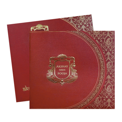 Red Royal Crest Wedding Invitation Card-King of Cards