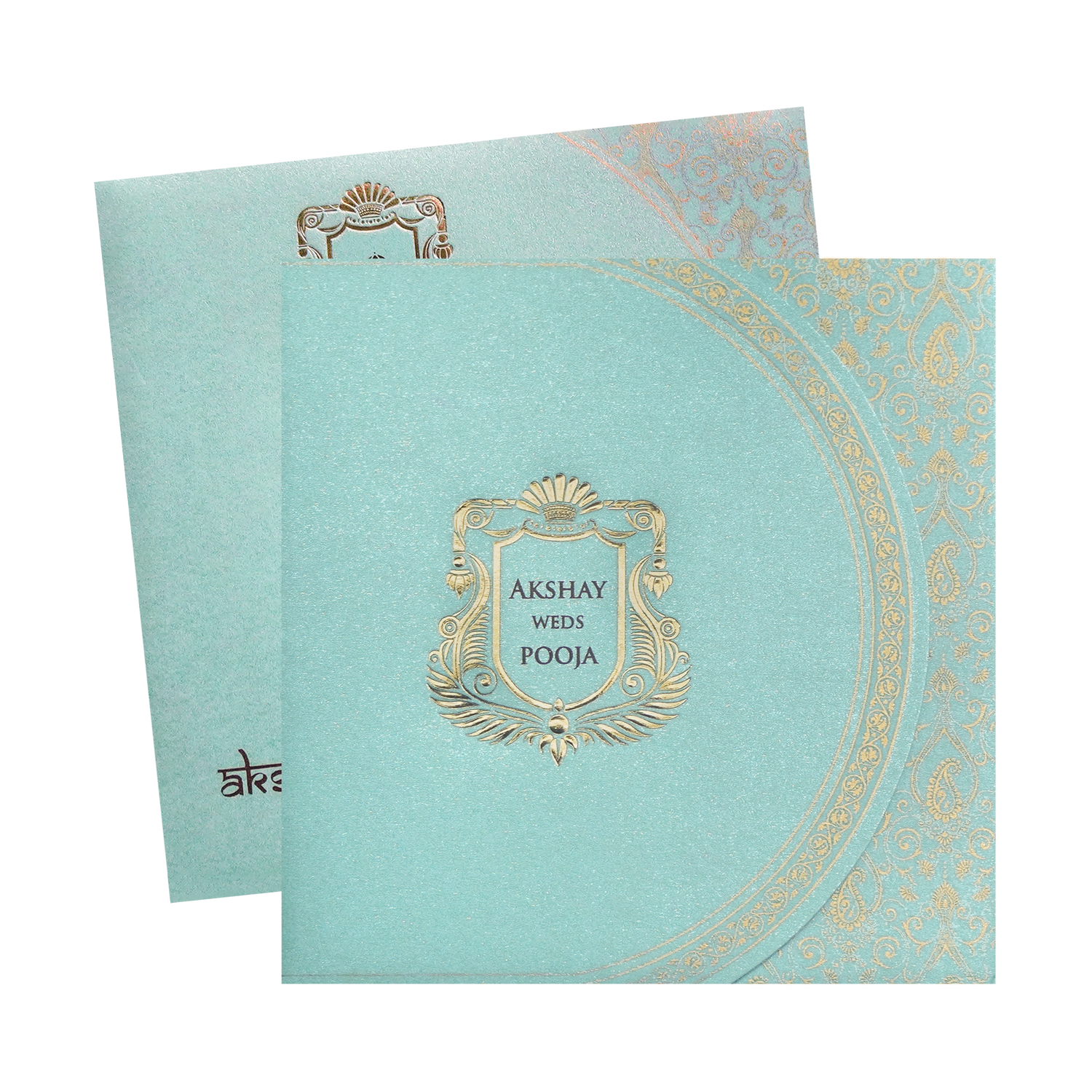 Pastel Blue Royal Crest Wedding Invitation Card-King of Cards