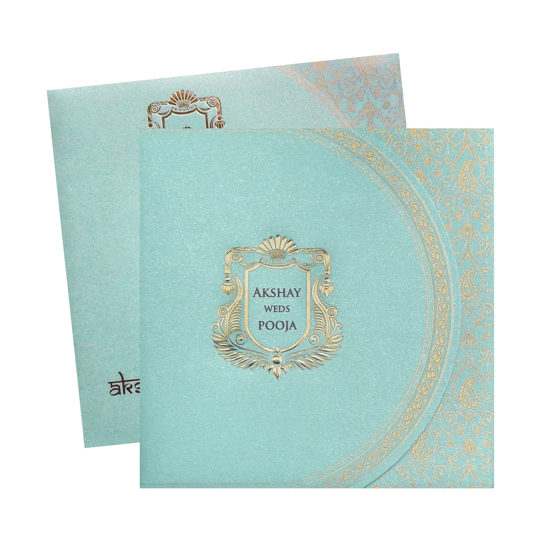 Pastel Blue Royal Crest Wedding Invitation Card-King of Cards