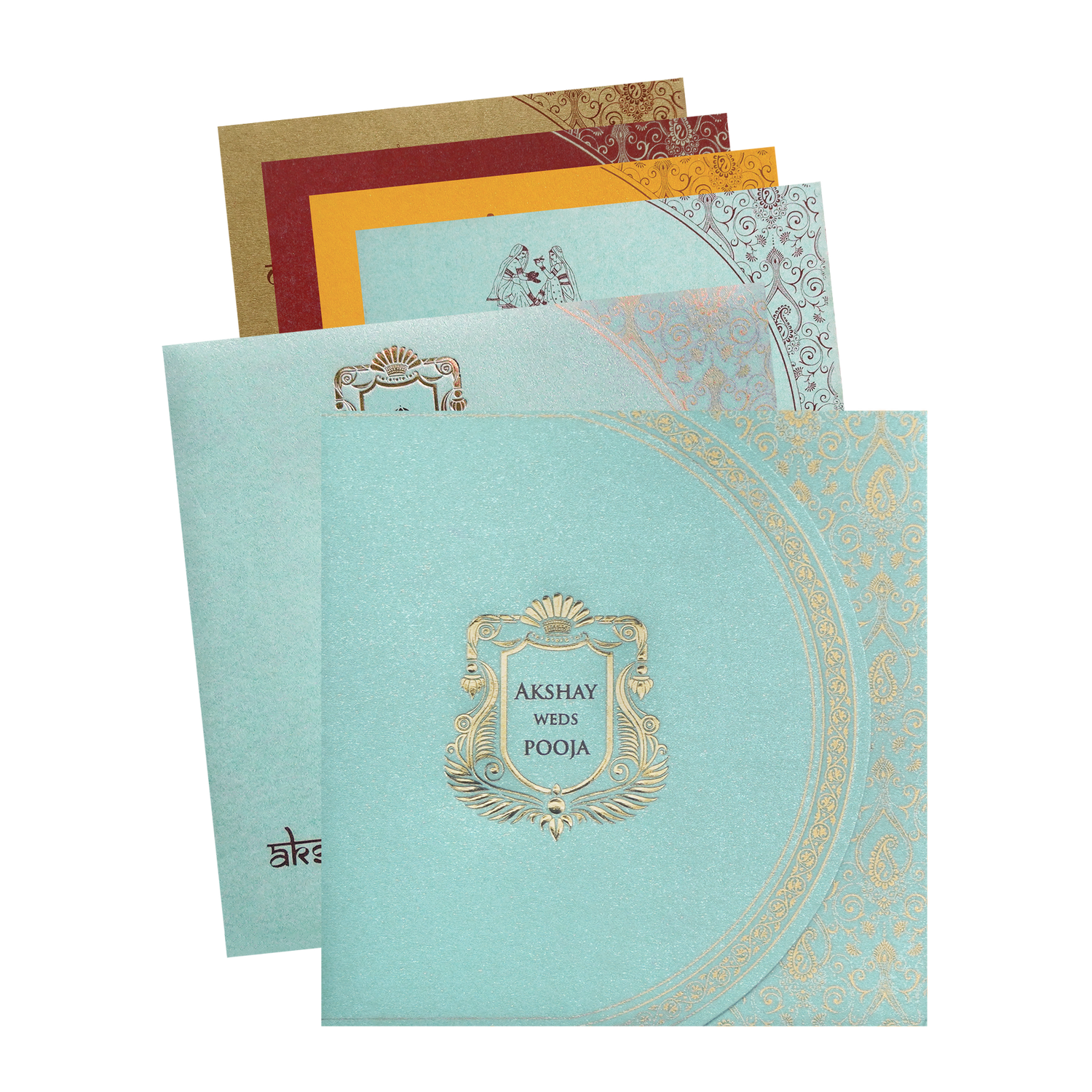 Pastel Blue Royal Crest Wedding Invitation Card-King of Cards