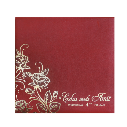 Red Floral Cutout Wedding Invitation Card-King of Cards