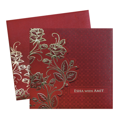 Red Floral Cutout Wedding Invitation Card-King of Cards