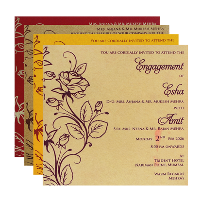 Red Floral Cutout Wedding Invitation Card-King of Cards