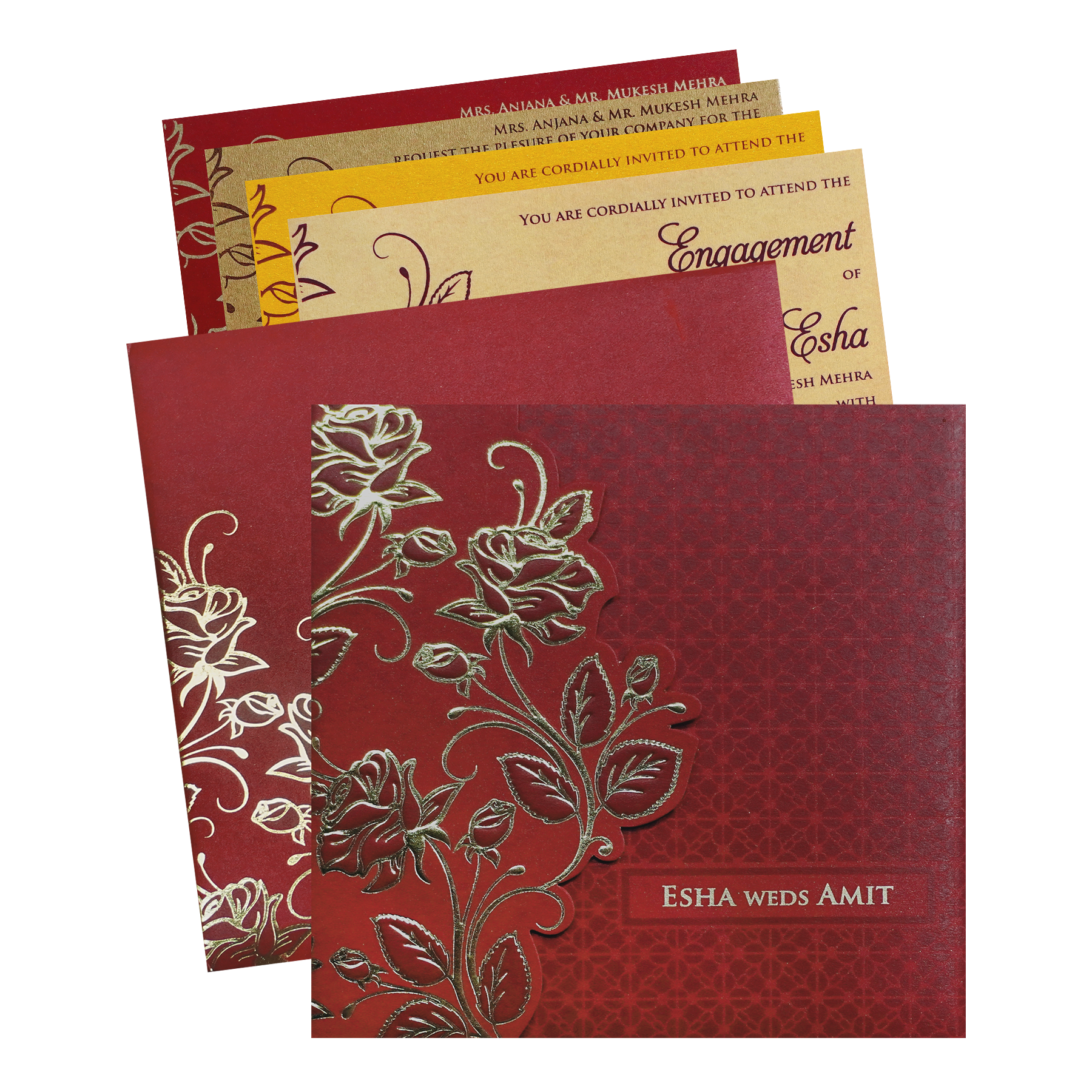 Red Floral Cutout Wedding Invitation Card-King of Cards