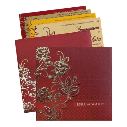 Red Floral Cutout Wedding Invitation Card-King of Cards