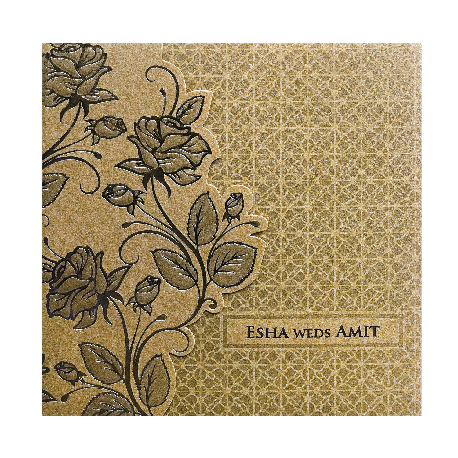 Gold Floral Cutout Wedding Invitation Card-King of Cards