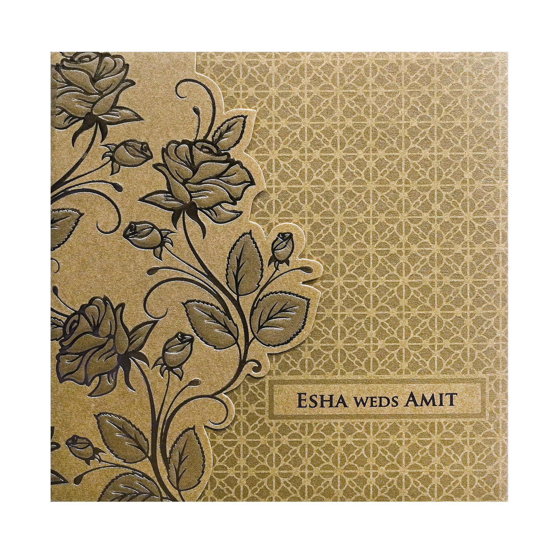 Gold Floral Cutout Wedding Invitation Card-King of Cards