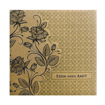 Gold Floral Cutout Wedding Invitation Card-King of Cards