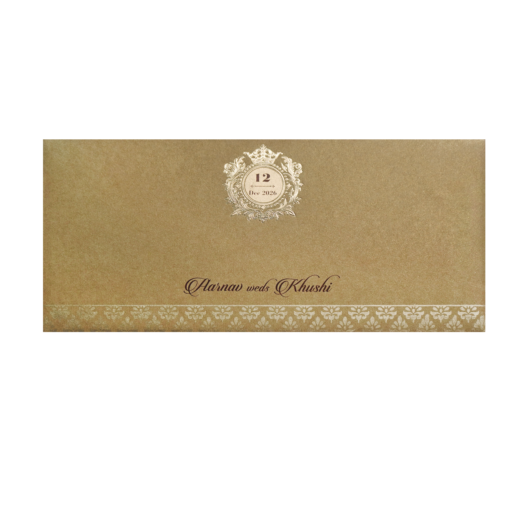 Classic Gold Embossed Regal Wedding Invitation Card-King of Cards