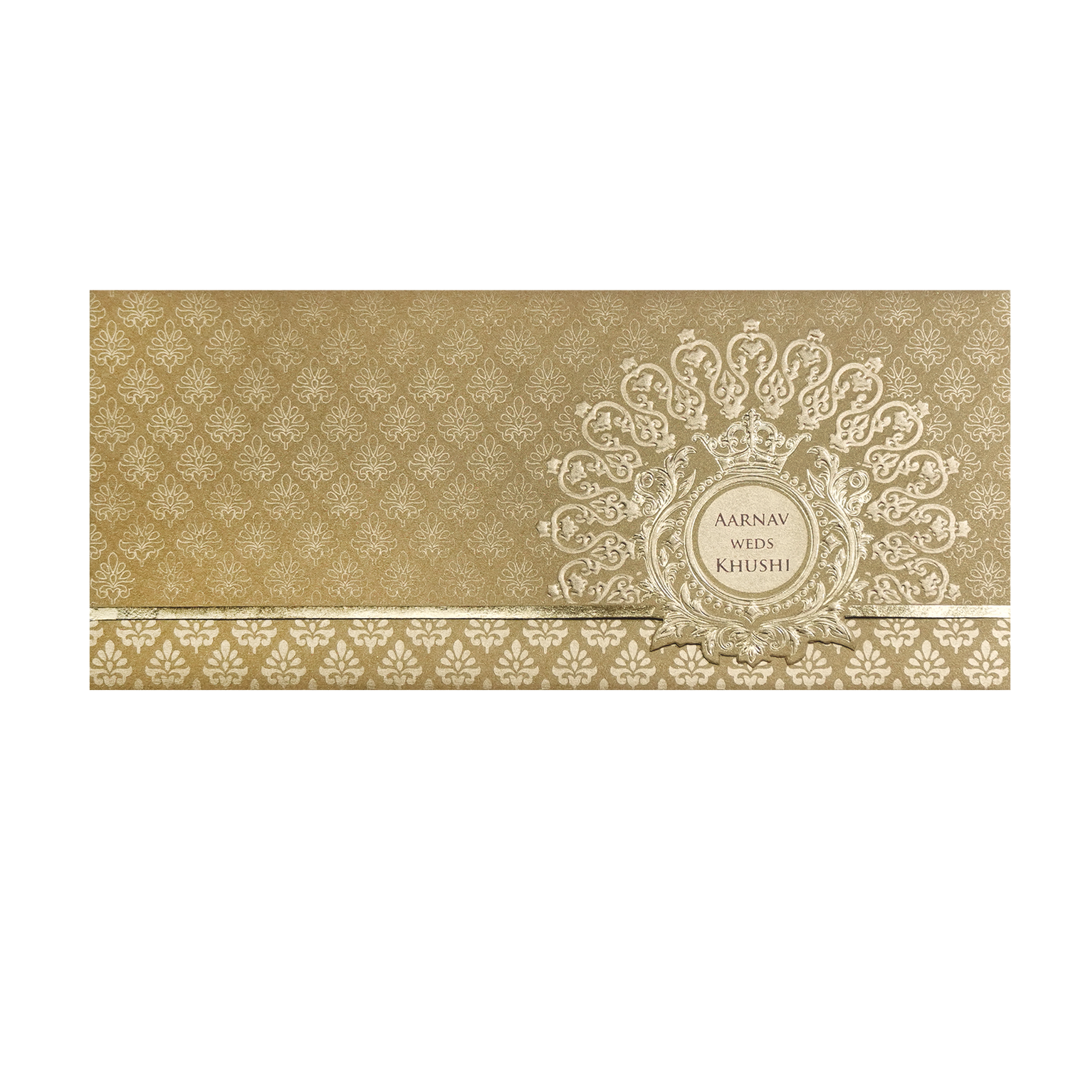 Classic Gold Embossed Regal Wedding Invitation Card-King of Cards