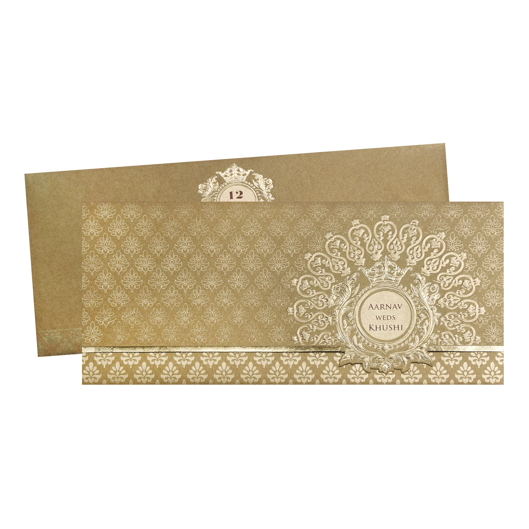 Classic Gold Embossed Regal Wedding Invitation Card-King of Cards