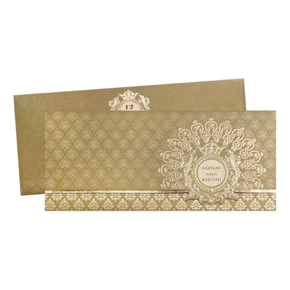 Classic Gold Embossed Regal Wedding Invitation Card-King of Cards
