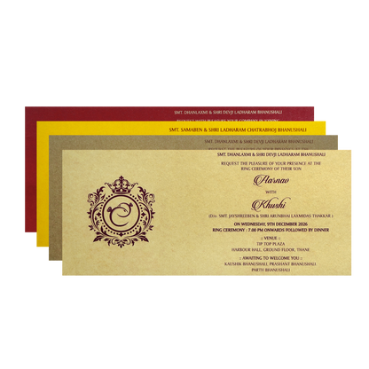 Classic Gold Embossed Regal Wedding Invitation Card-King of Cards