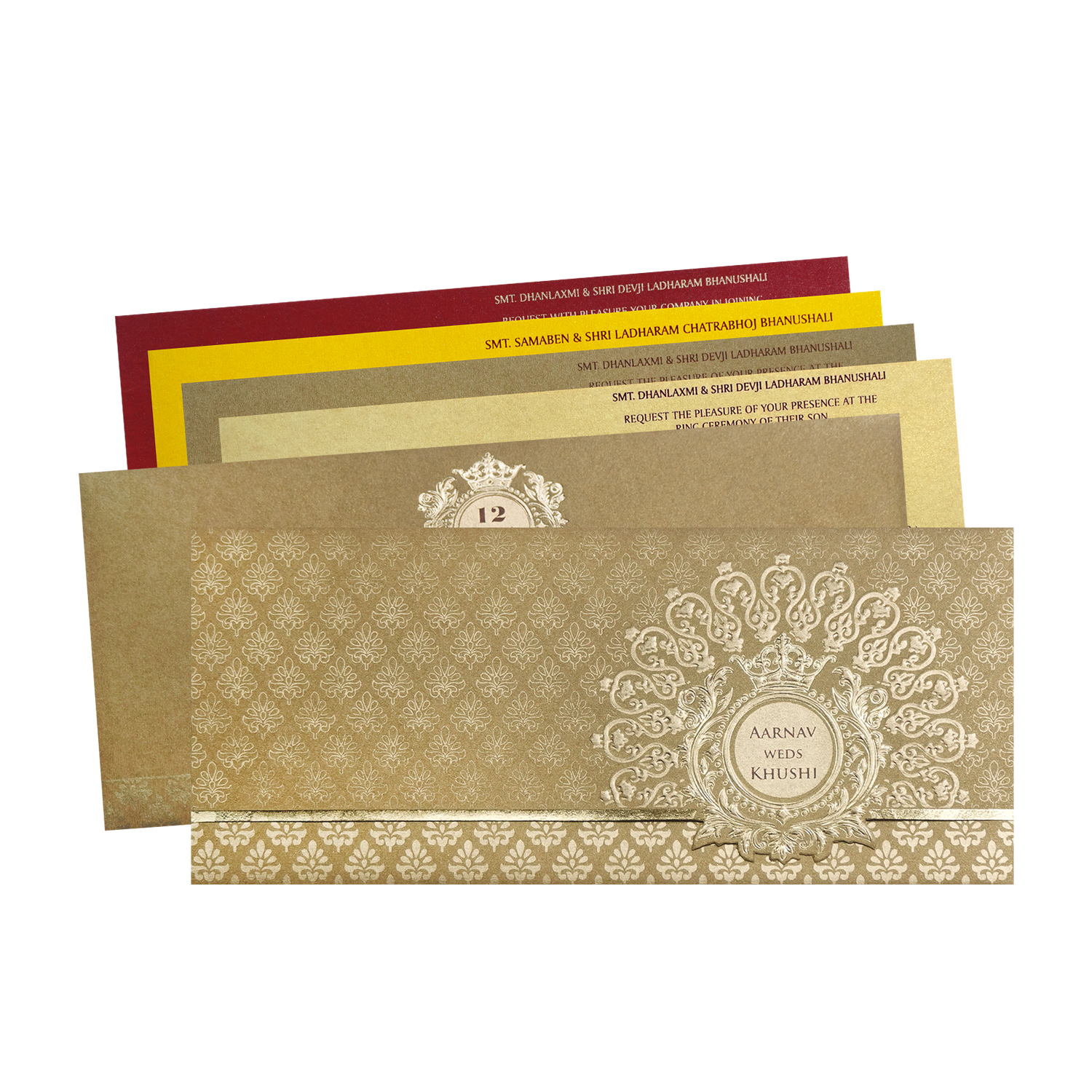 Classic Gold Embossed Regal Wedding Invitation Card-King of Cards