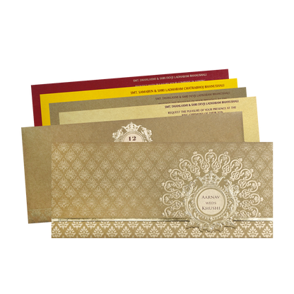 Classic Gold Embossed Regal Wedding Invitation Card-King of Cards