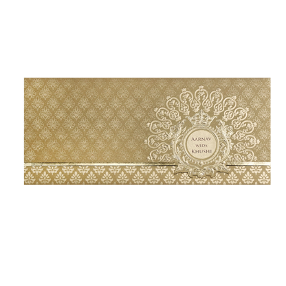 Classic Gold Embossed Regal Wedding Invitation Card-KPR06260