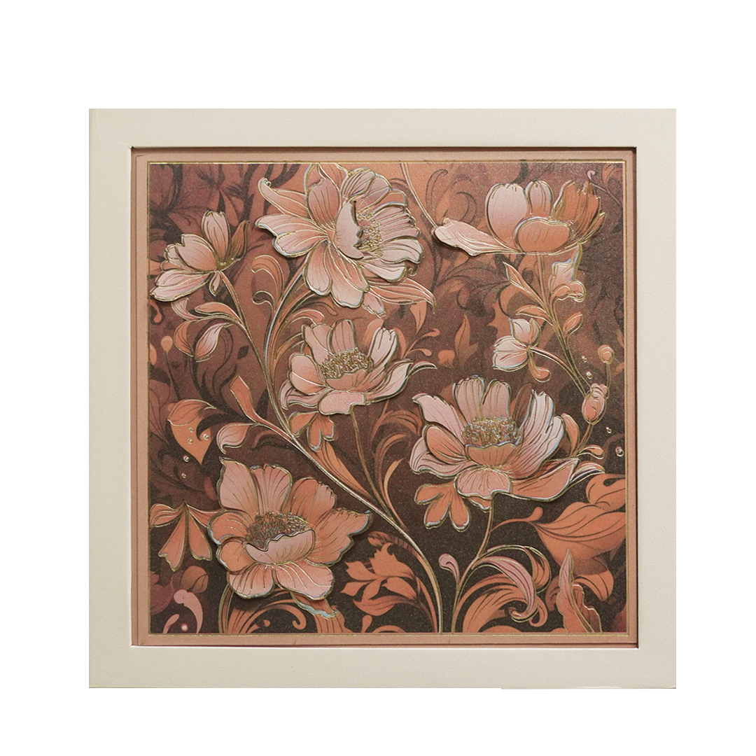 Copper Floral Embossed Luxury Wedding Invitation Card-KPR24800