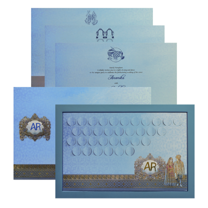 Royal Blue Padded  Wedding Invitation-King of Cards