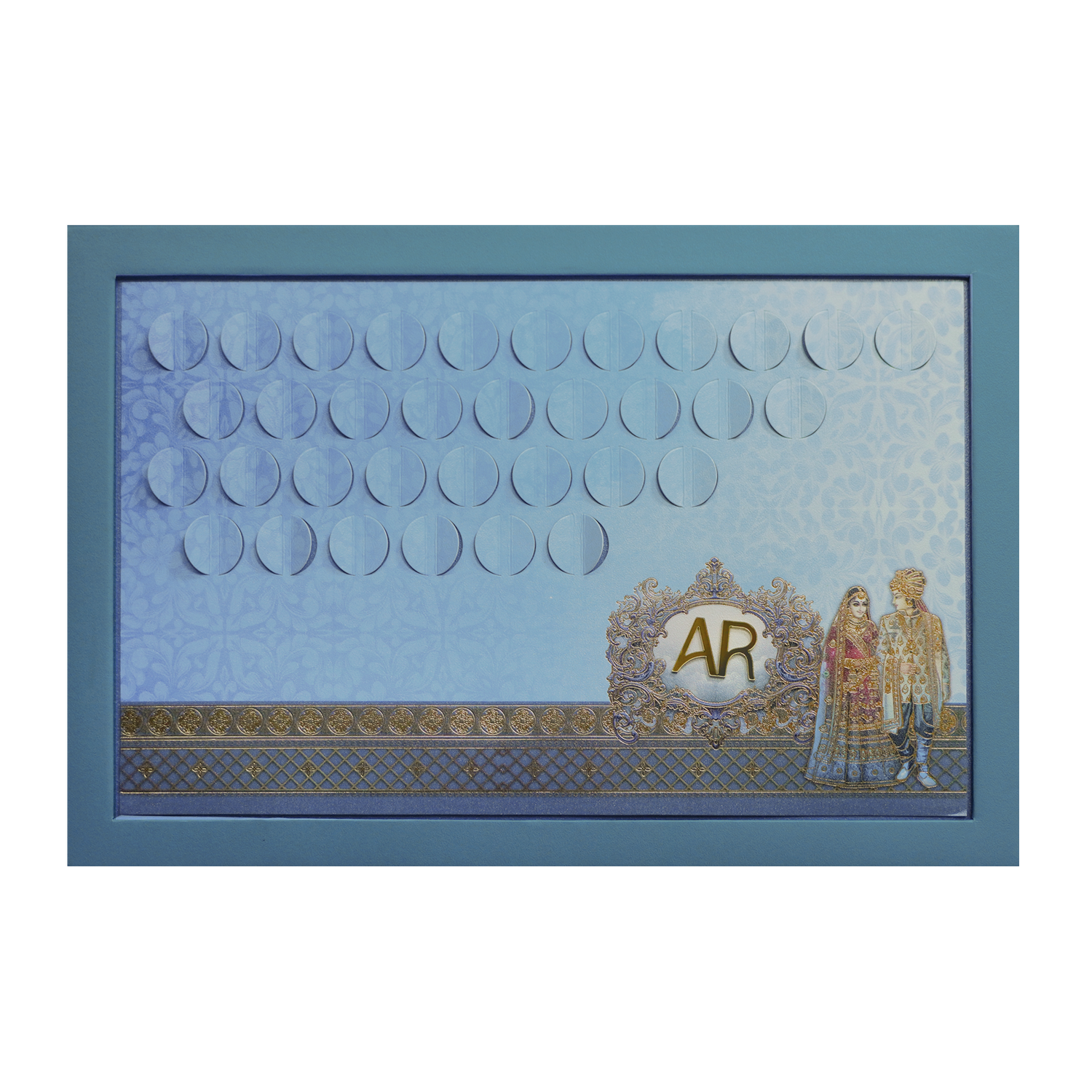 Royal Blue Padded  Wedding Invitation-King of Cards