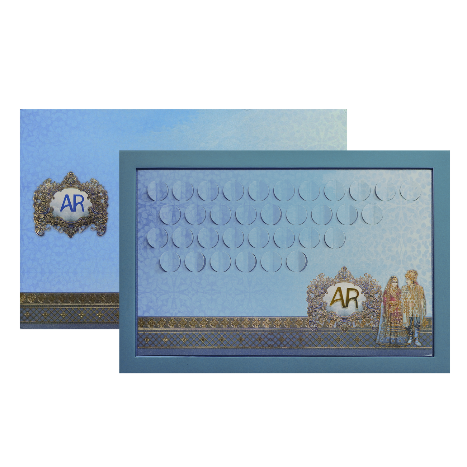 Royal Blue Padded  Wedding Invitation-King of Cards