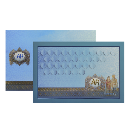 Royal Blue Padded  Wedding Invitation-King of Cards