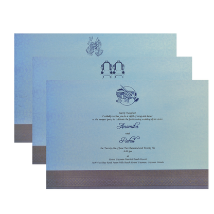 Royal Blue Padded  Wedding Invitation-King of Cards