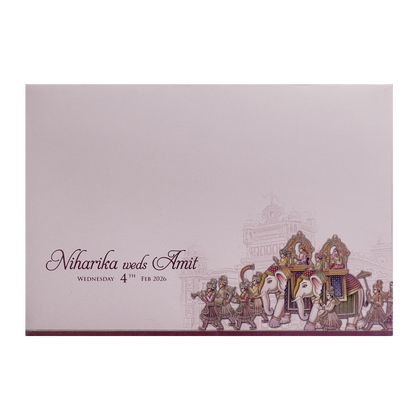 Pastel Pink Royal Wedding Baraat Invitation Card-KPR24830