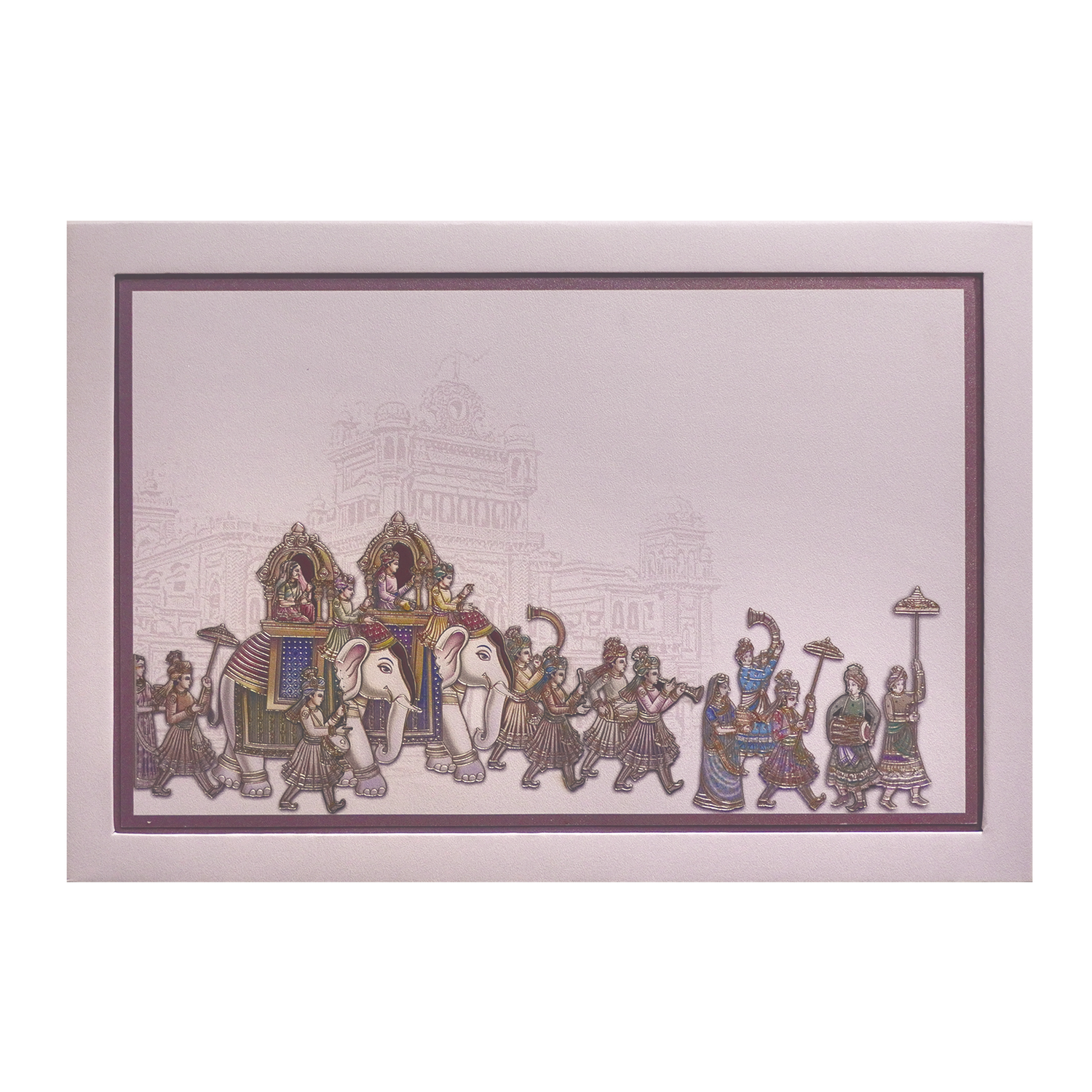 Pastel Pink Royal Wedding Baraat Invitation Card-KPR24830