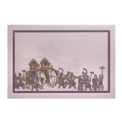 Pastel Pink Royal Wedding Baraat Invitation Card-KPR24830