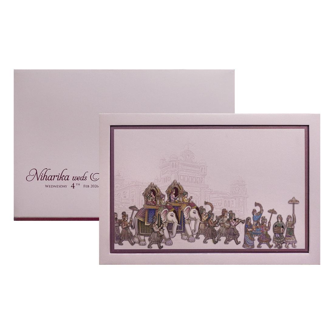 Pastel Pink Royal Wedding Baraat Invitation Card-King of Cards