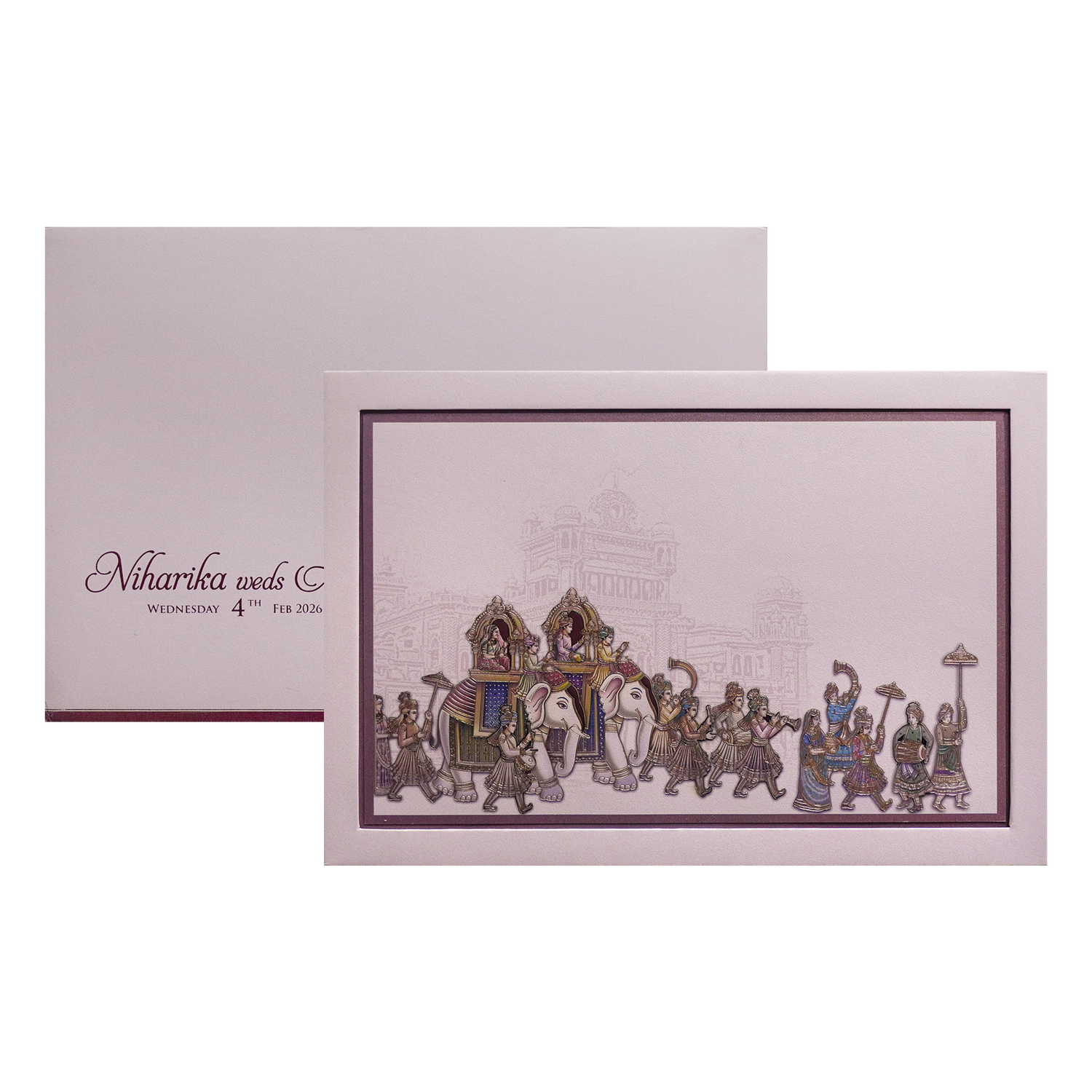 Pastel Pink Royal Wedding Baraat Invitation Card-KPR24830