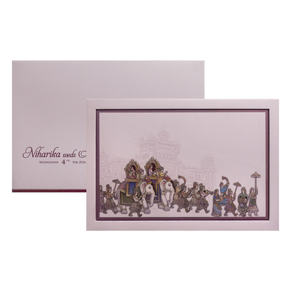 Pastel Pink Royal Wedding Baraat Invitation Card-KPR24830