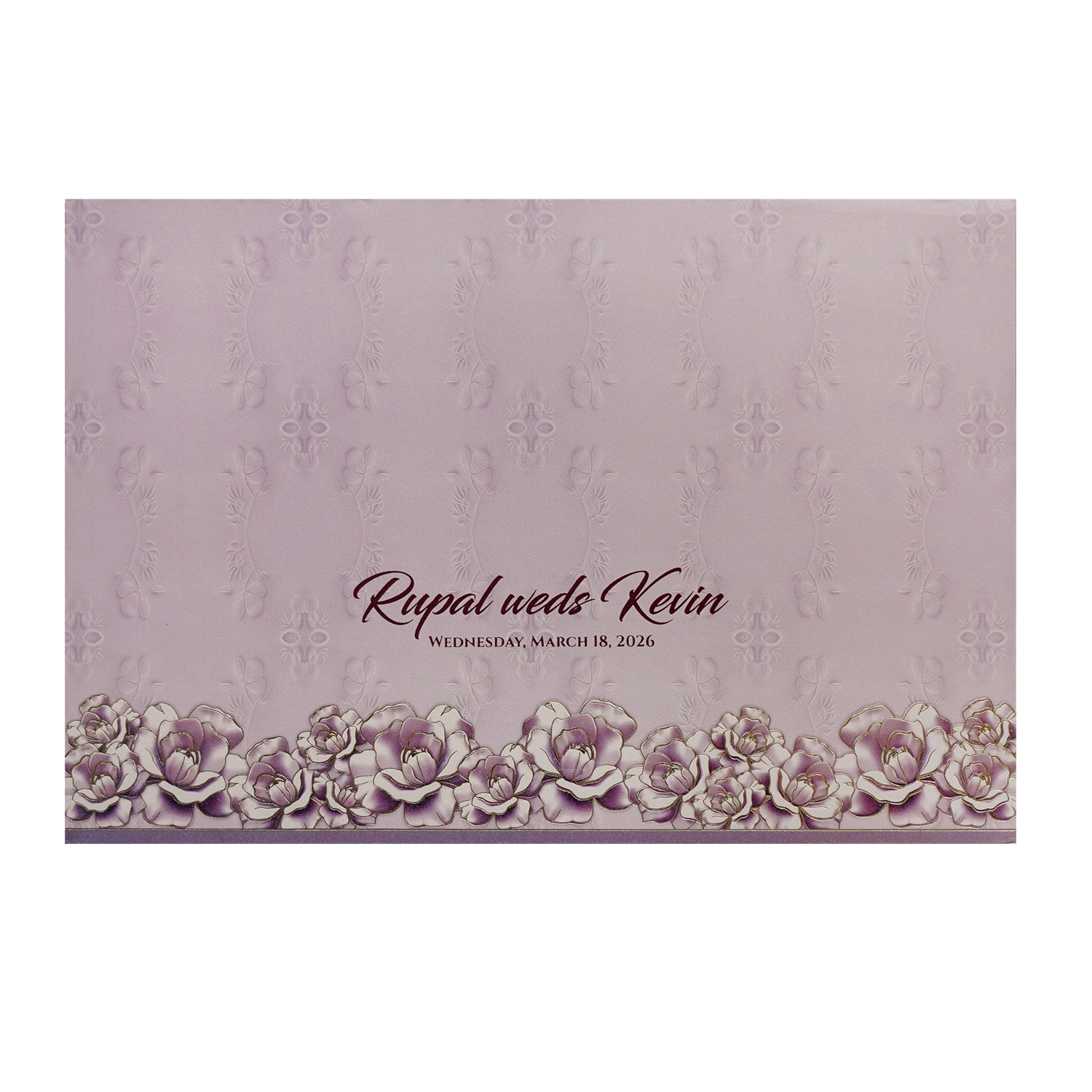 Lilac Padded Floral Wedding Card-King of Cards