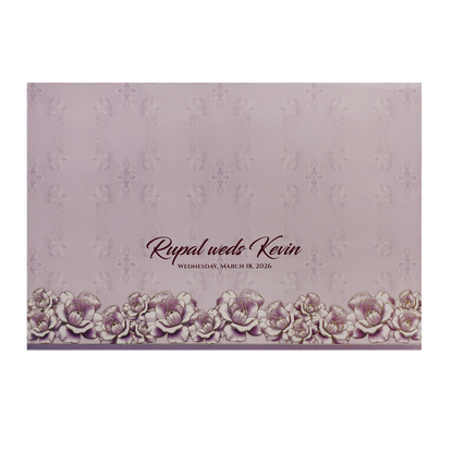 Lilac Padded Floral Wedding Card-King of Cards