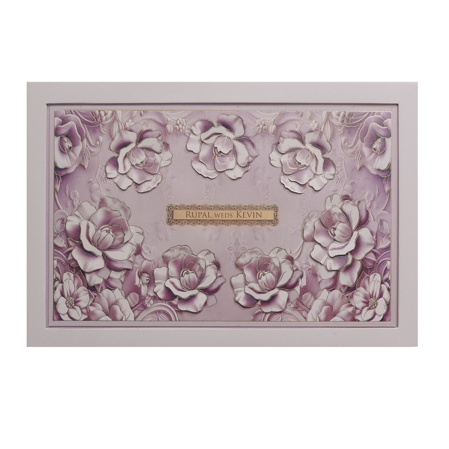 Lilac Padded Floral Wedding Card-King of Cards