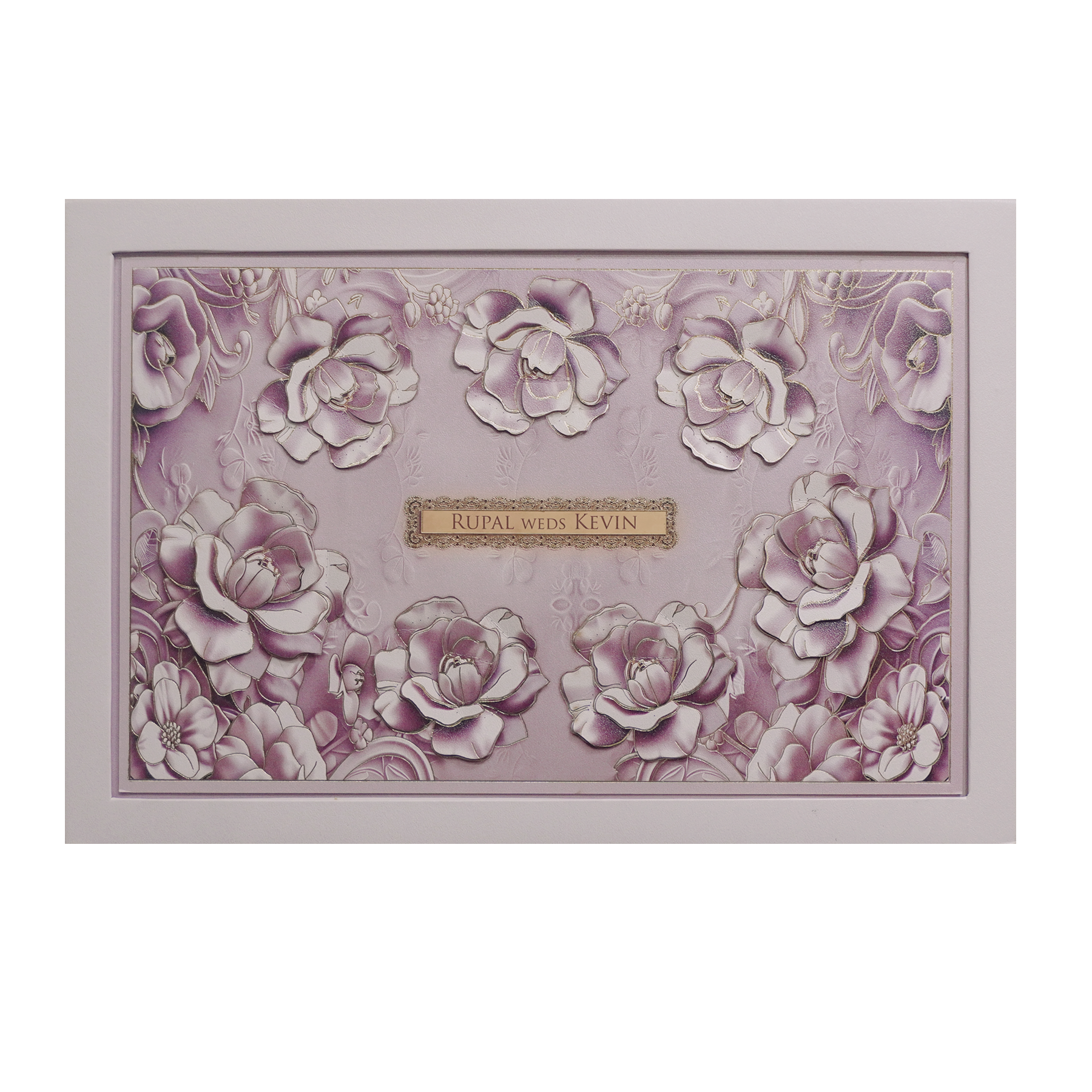 Lilac Padded Floral Wedding Card-King of Cards