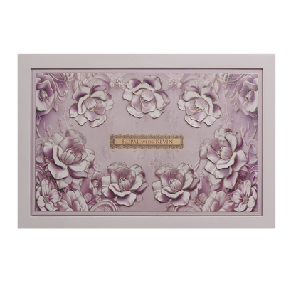 Lilac Padded Floral Wedding Card-King of Cards