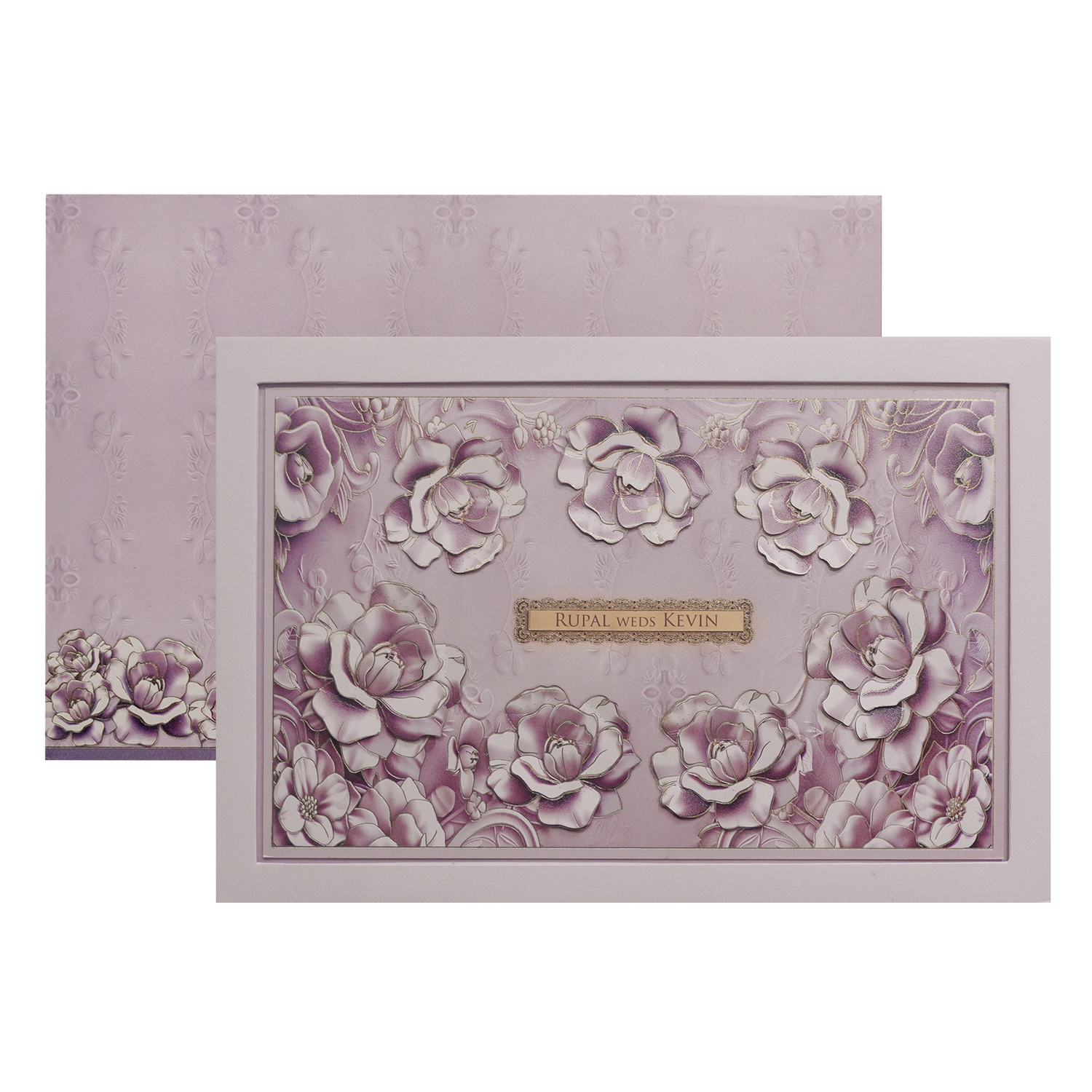 Lilac Padded Floral Wedding Card-King of Cards