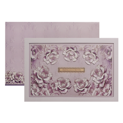 Lilac Padded Floral Wedding Card-King of Cards