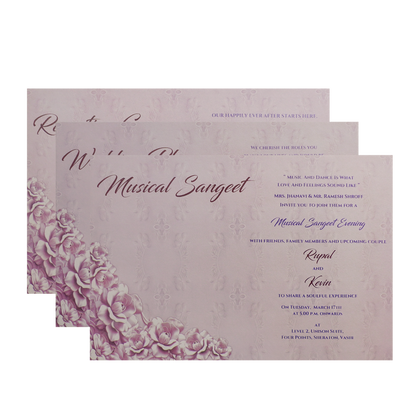 Lilac Padded Floral Wedding Card-King of Cards