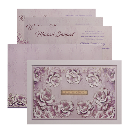 Lilac Padded Floral Wedding Card-King of Cards
