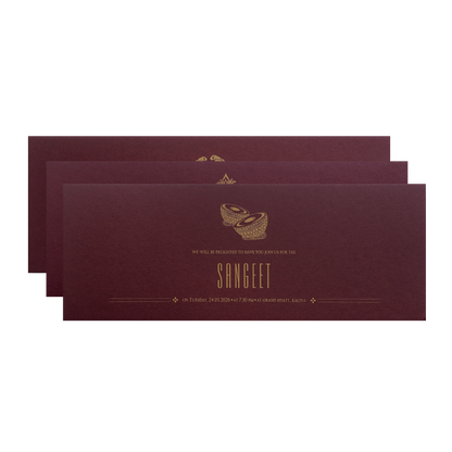Maroon Floral Handle Padded Wedding Invitation Card-KPR24890
