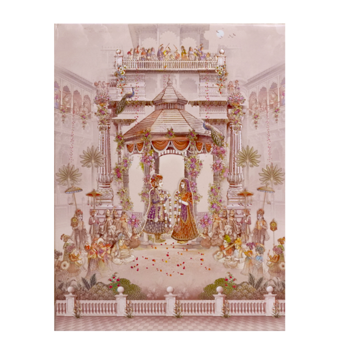 Light Apricot Pink Padded Invitation-King of Cards