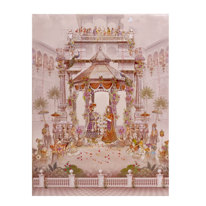 Light Apricot Pink Padded Invitation-King of Cards