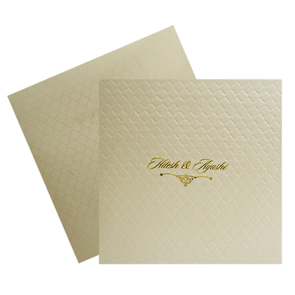 Light Brown Embossed Padded Wedding Card-King of Cards