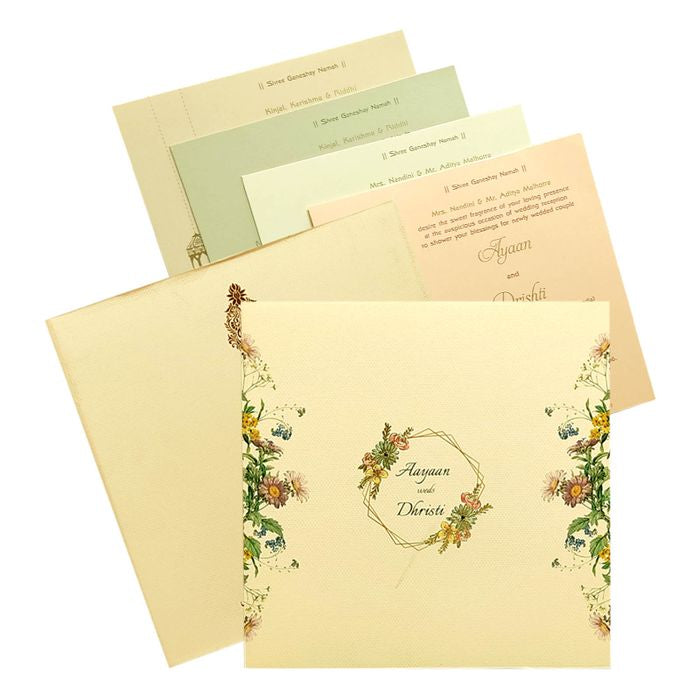 Peach Pink Floral Invitation Card-King of Cards